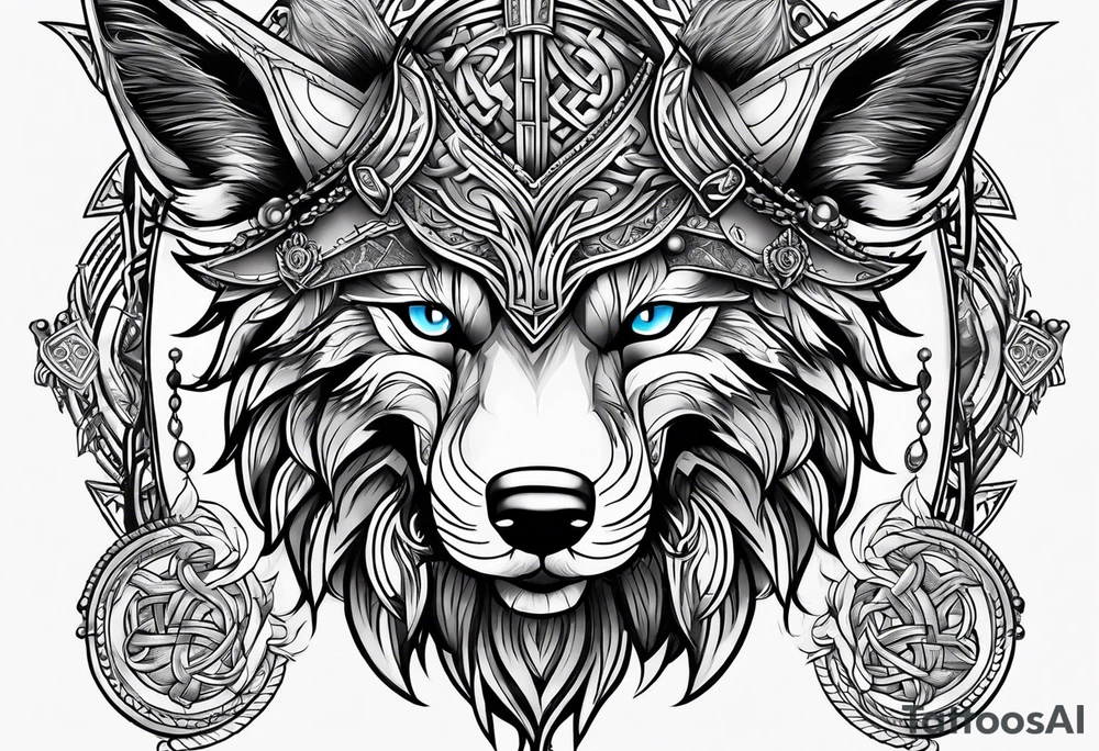 Viking wolf in a Viking style tattoo idea