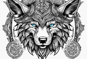 Viking wolf in a Viking style tattoo idea