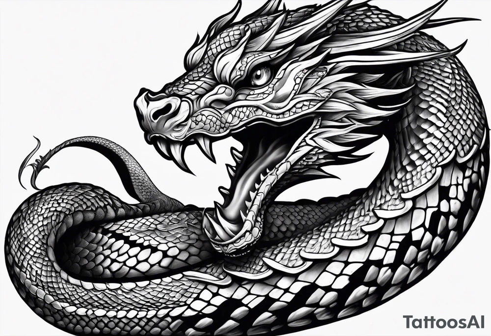 Snake dragon from mexican skull tattoo idea