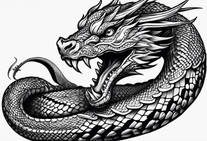 Snake dragon from mexican skull tattoo idea