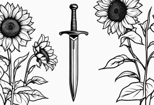 sword with sunflowers on it tattoo idea