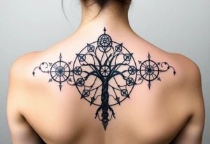 Sephiroth tree tattoo with sacred geometry and cosmic elements 10 Sephiroth Kabbala tattoo idea