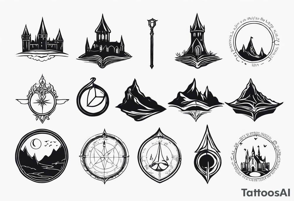 Lord of the rings and Harry Potter together. Small dainty and minimal tattoo idea