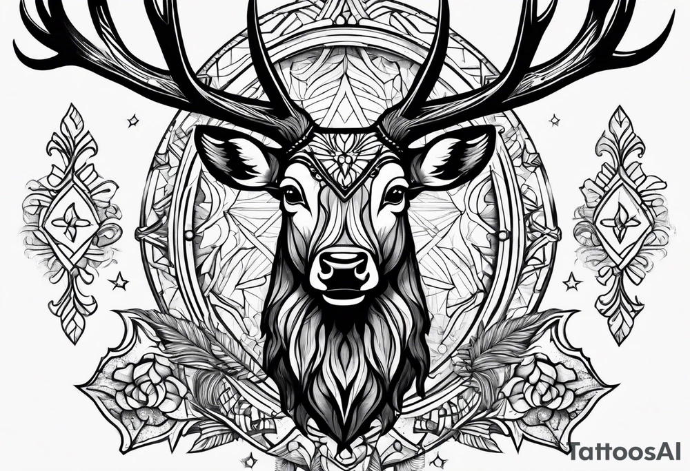 buck's antlers making a cool design tattoo idea
