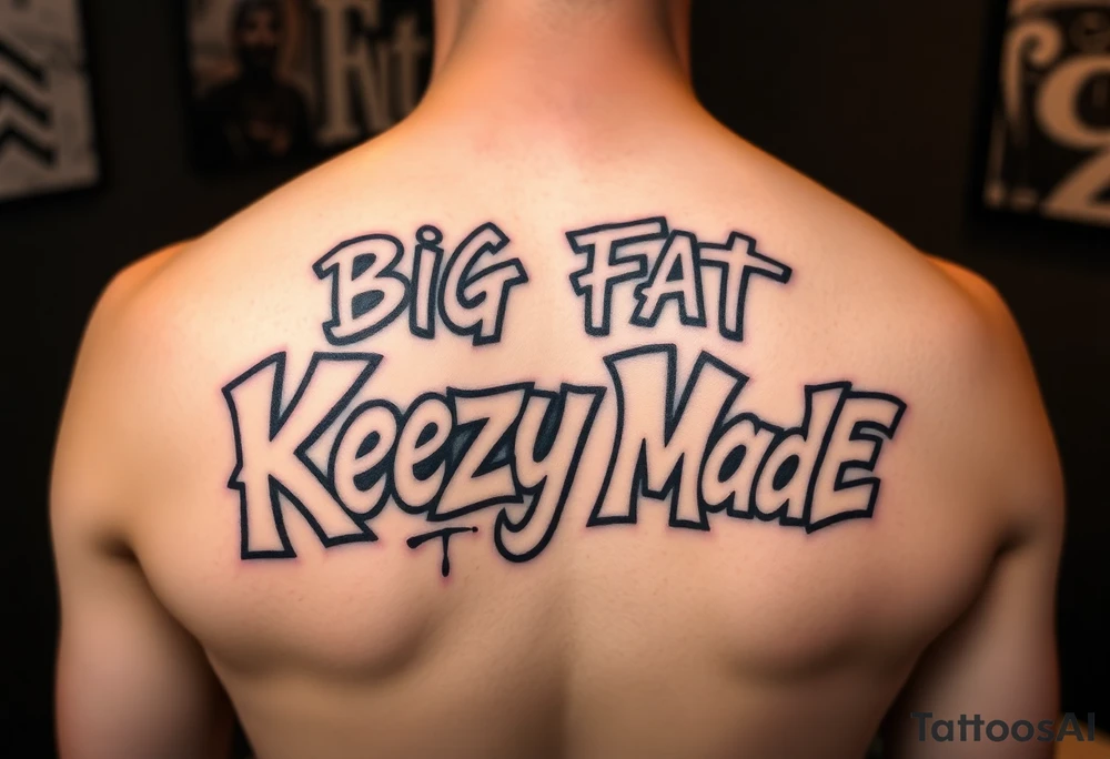 Big Fat graffiti bubble gum style lettering  (KeezY MadE) tattoo idea