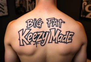 Big Fat graffiti bubble gum style lettering  (KeezY MadE) tattoo idea