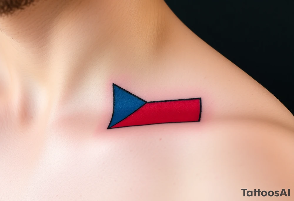 A minimalist Czech flag outline, with the blue triangle subtly blending into the red and white stripes tattoo idea