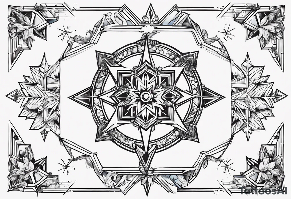 Constellation, arrow , snowflake tattoo idea