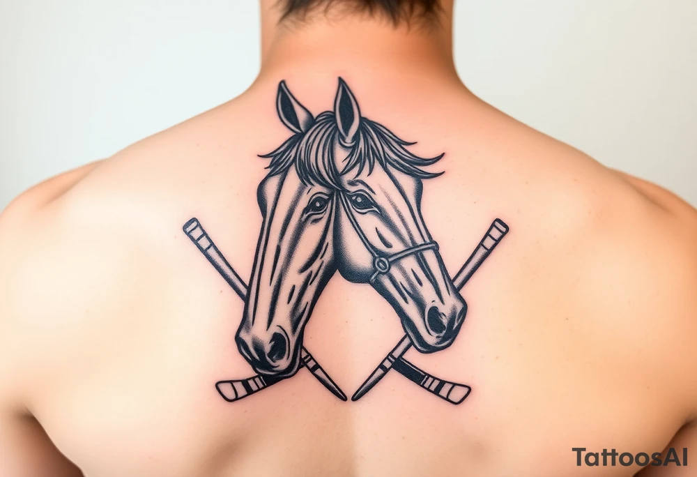 Horse with hockey sticks tattoo idea