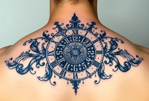 vintage roman numerals within ornate clockwork mechanism tattoo idea