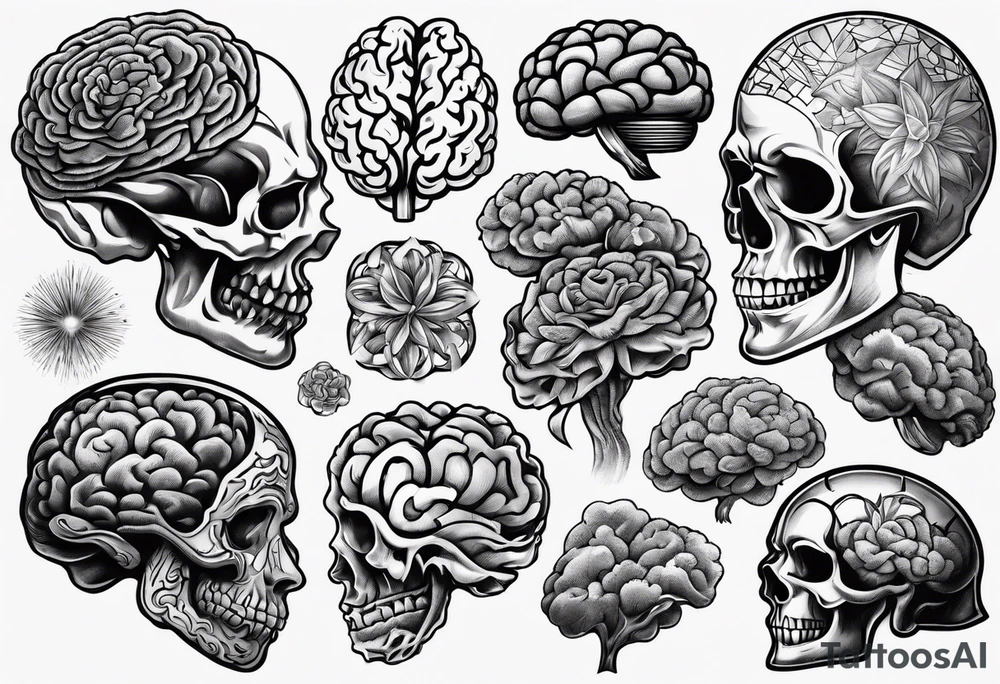 Variety of brains flash sheet tattoo idea