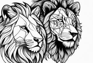 lion and wolf together but playful tattoo idea