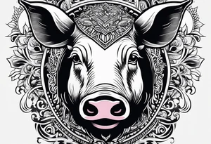 pig, cow, chicken and human footprints tattoo idea