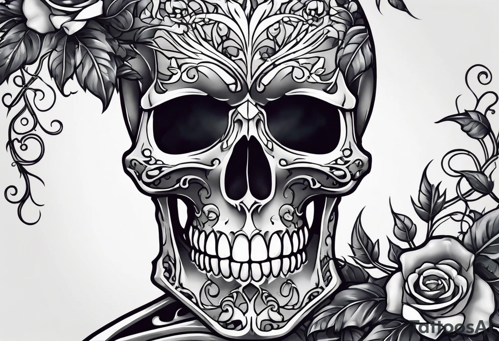 Full Skeleton wrapped in vines tattoo idea