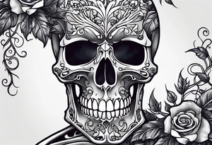 Full Skeleton wrapped in vines tattoo idea