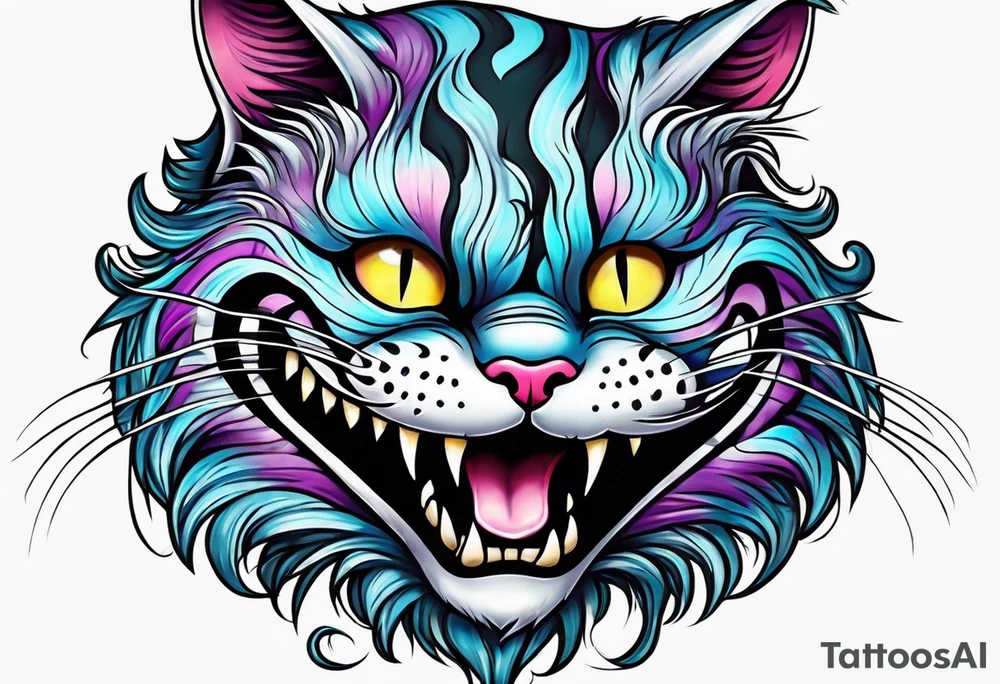 small Cheshire Cat full body tattoo idea