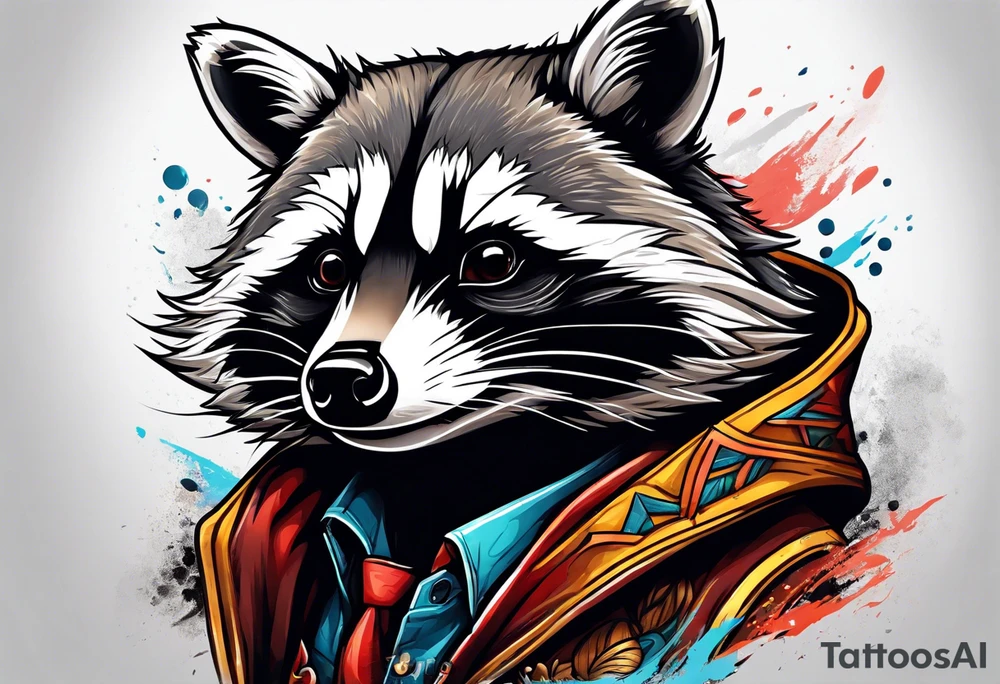 raccoon on shoulder tattoo idea