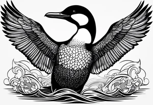 A loon with its wings spread looking badass and tough tattoo idea