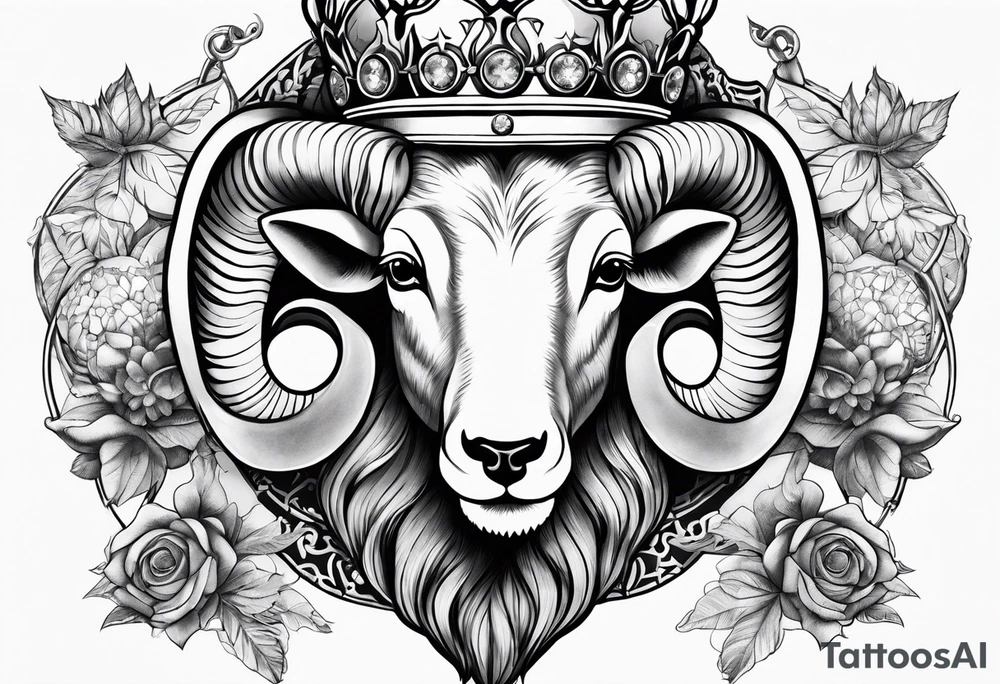 Hand cuffs,crown,Ram,Diamonds,pin-up tattoo idea