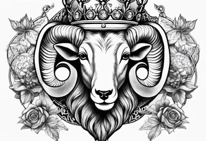 Hand cuffs,crown,Ram,Diamonds,pin-up tattoo idea