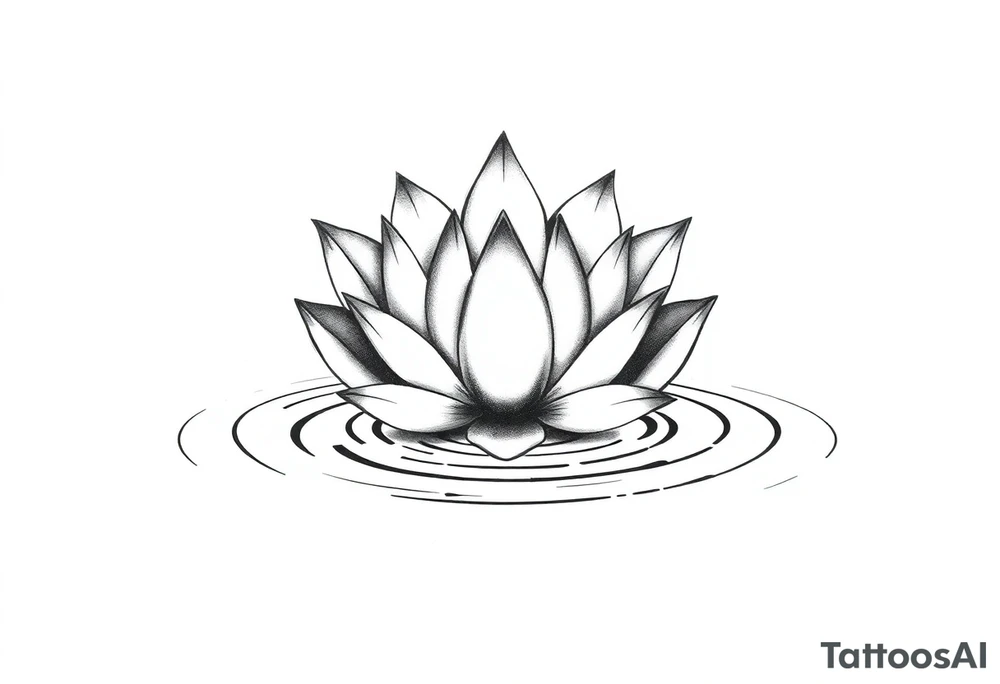 serene lotus flower emerging from sacred waters with ripples tattoo idea