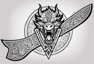 Valhalla sword dragon head axe tattoo idea