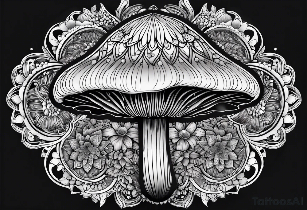 Shaggy mane mushroom mandala tattoo design tattoo idea