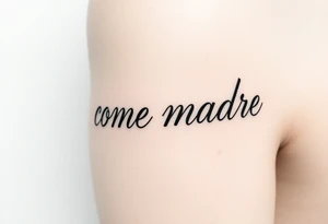 i want the phrase “ come madre ” in script cursive  writing on a female on the inside of her left arm where the elbow crease is tattoo idea
