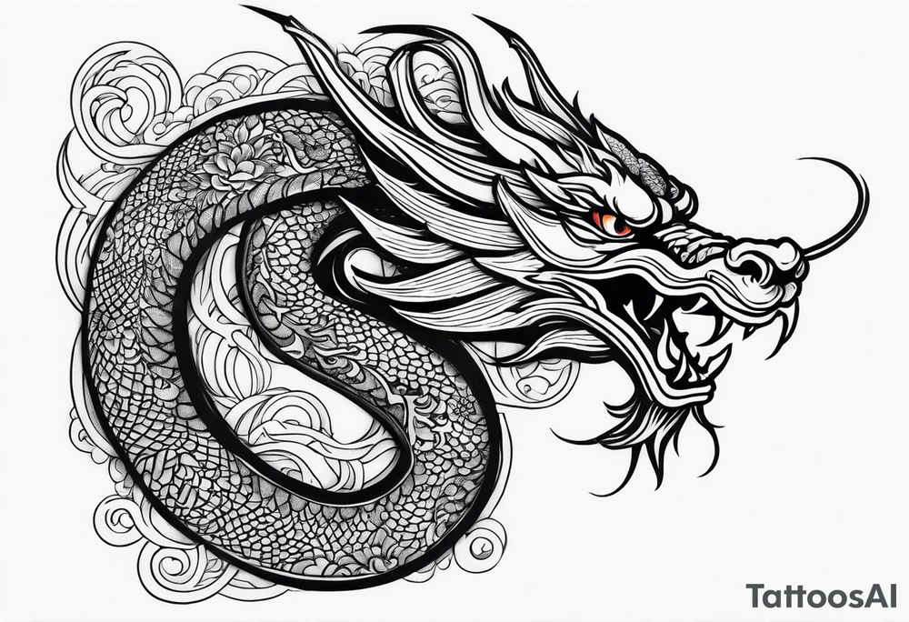 chinese dragon slim in the shoulder tattoo idea