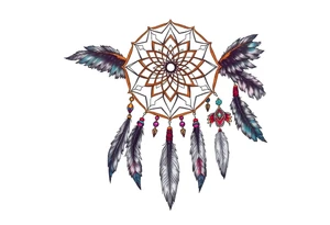 dreamcatcher with feathers and some color tattoo idea