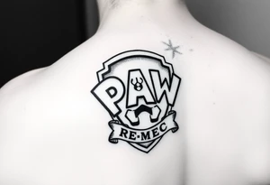 Paw patrol badge with KMC wrapped around it tattoo idea