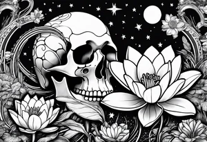 roller coaster track, water lily, daffodils, space and stars, skulls tattoo idea