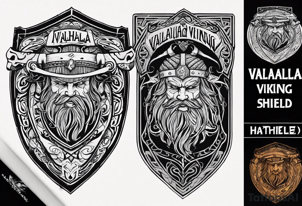 Valhalla viking gods shield hatchet tattoo idea