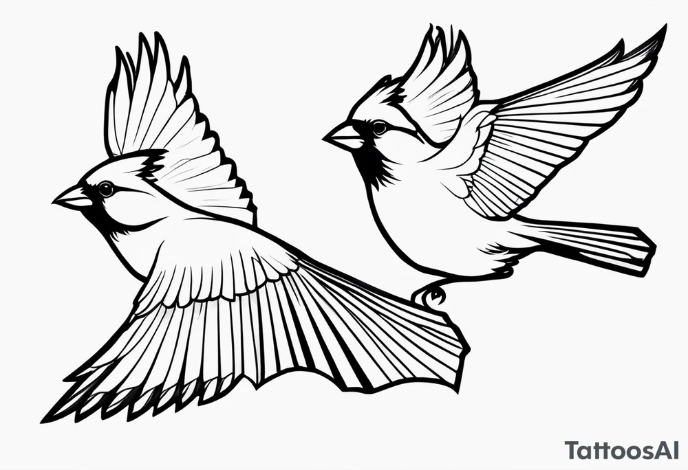 two cardinal birds flying
fine line with some shading tattoo idea