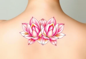 A pair of intertwined white and pink water lilies, with golden highlights on the petals, representing the harmony of two souls coming together in love tattoo idea