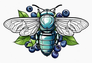 Neo traditional Cicada and blueberries tattoo idea