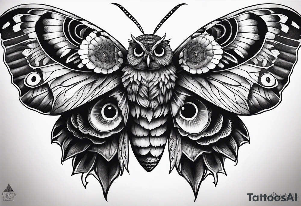 Dead head moth with owl eyes tattoo idea