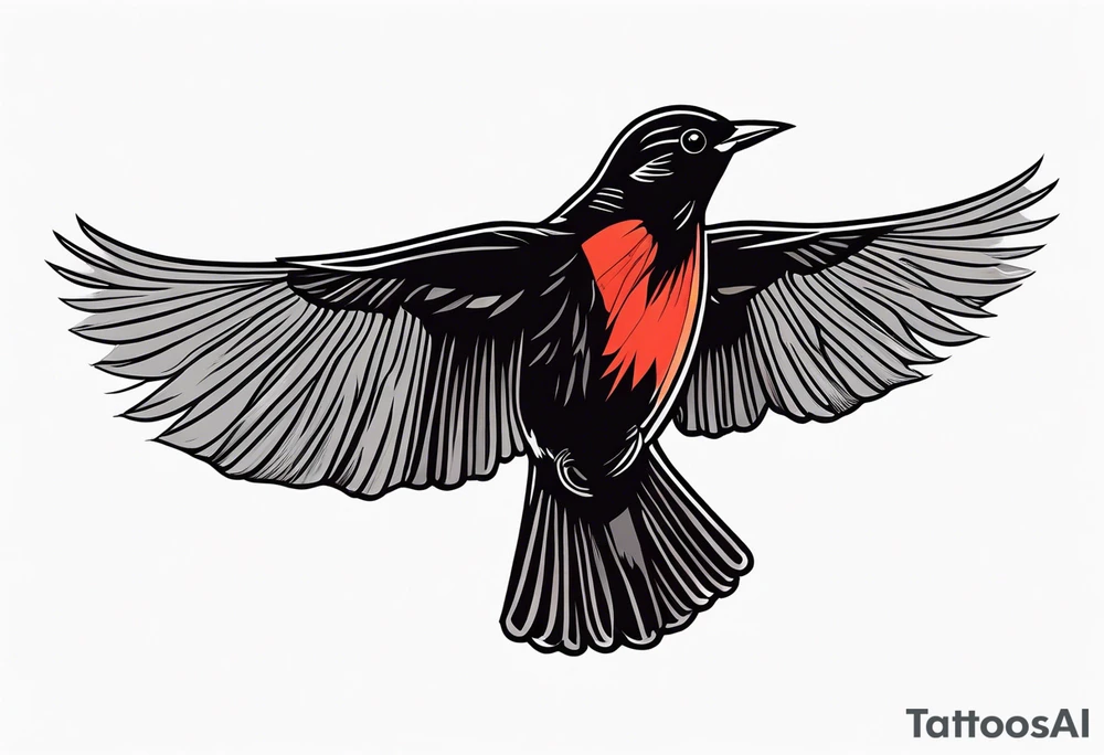 redwing blackbird flying for back tattoo idea