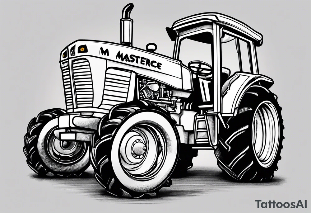 A tractor with chocolate chip cookie tires tattoo idea | TattoosAI