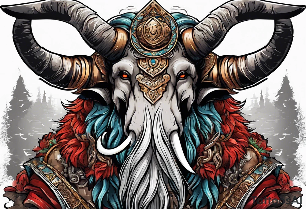 berserking strong mammoth head centerpiece tattoo idea