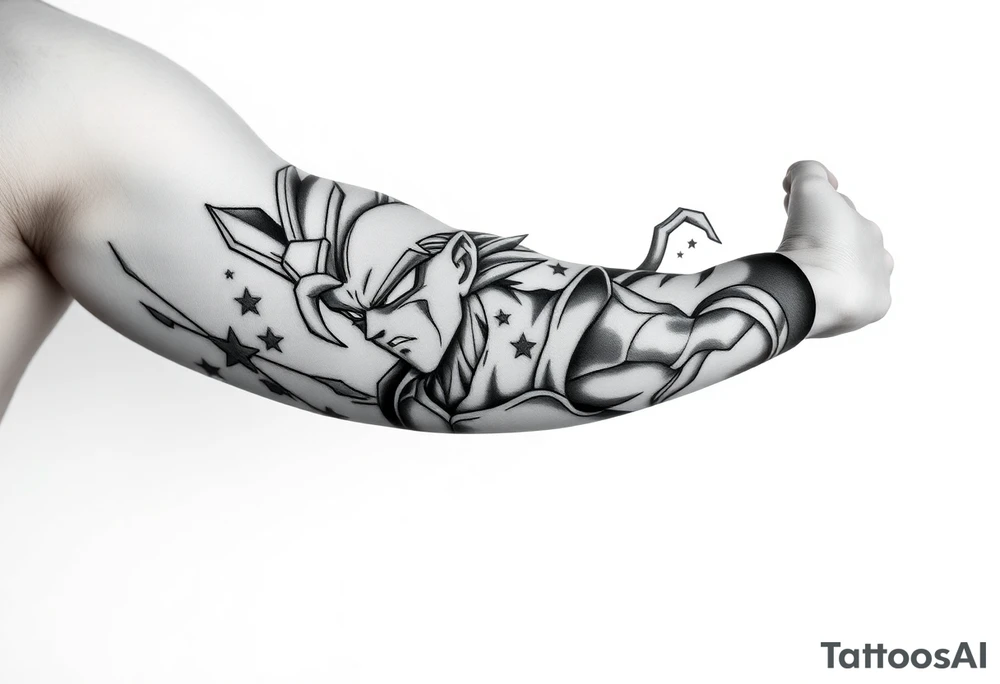 Vegeta with 3 star dragon ball tattoo idea