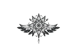 spiritual feathers indian mandala shaman rune tattoo idea