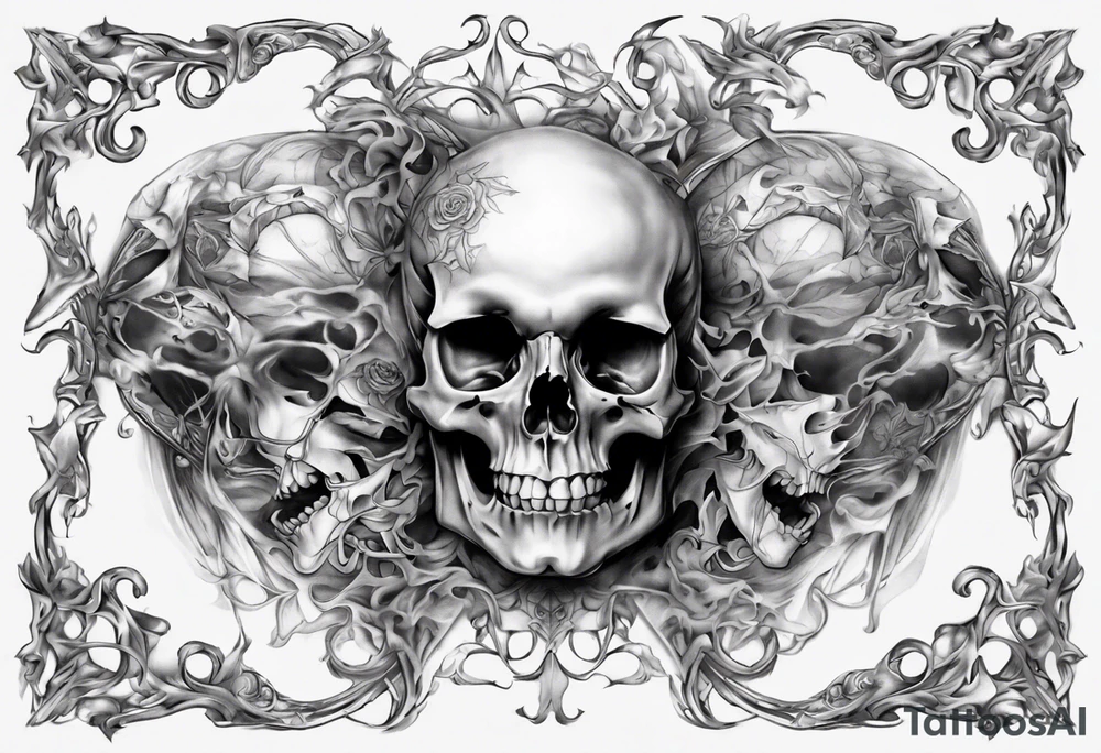 filagree chest tattoo. no skulls tattoo idea