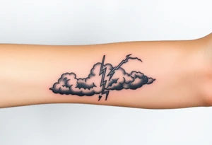 Black dark storm clouds with lightning bolts tattoo idea