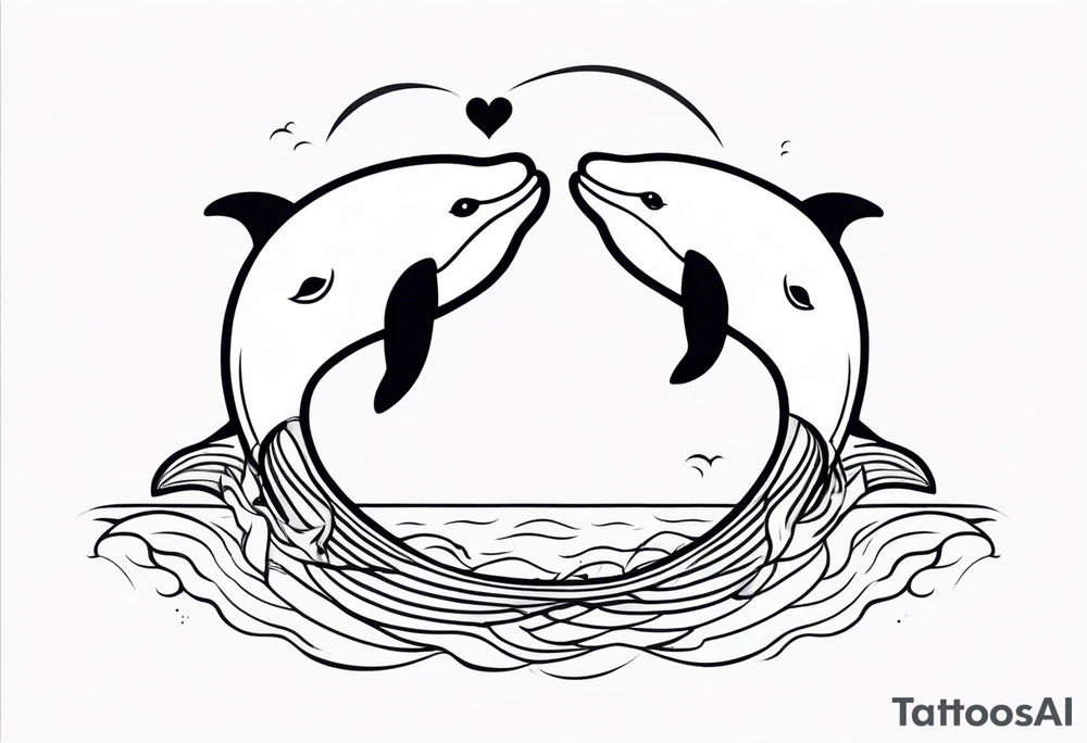 Two cartoon cute whales making heart with tails tattoo idea Two cartoon cute whales making heart with tails tattoo idea