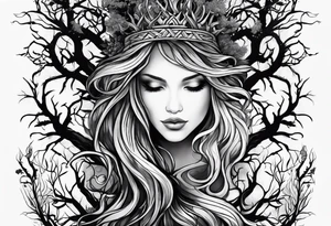 the virgo sign made out of tree roots tattoo idea