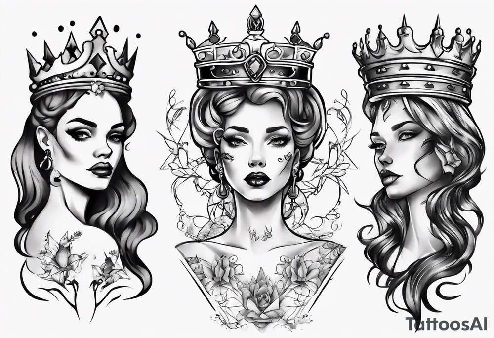 lady with a crown facing to the left tattoo idea