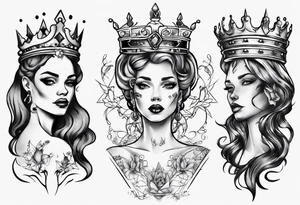 lady with a crown facing to the left tattoo idea