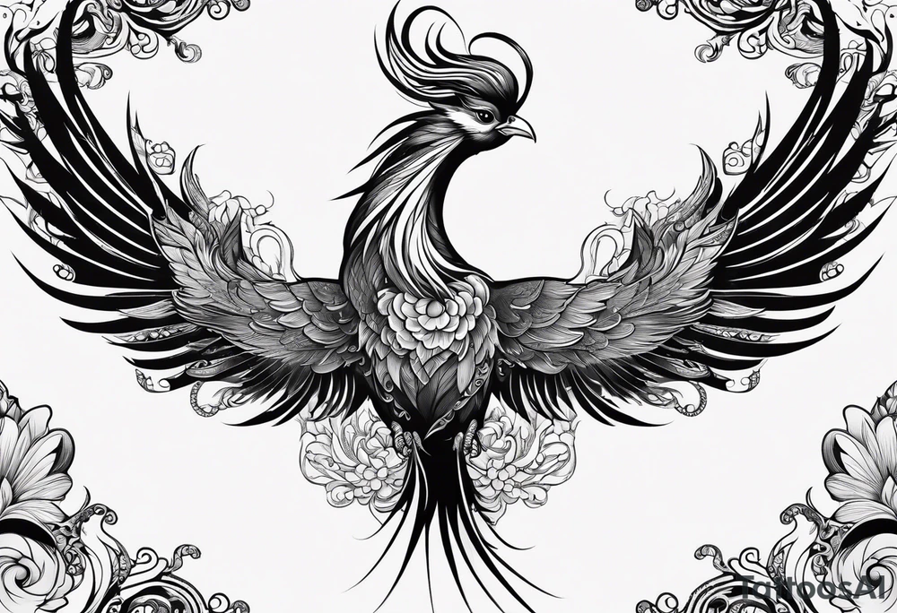graceful asian style phoenix with extra long tail feathers and a long neck and large feathers
arm tattoo tattoo idea