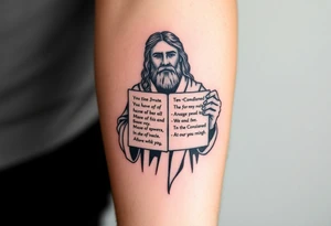 Moses holding the Ten Commandments tattoo idea